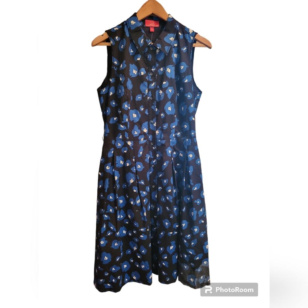 NWT Oscar by Oscar de la Renta Company Black and Blue Floral Dress
